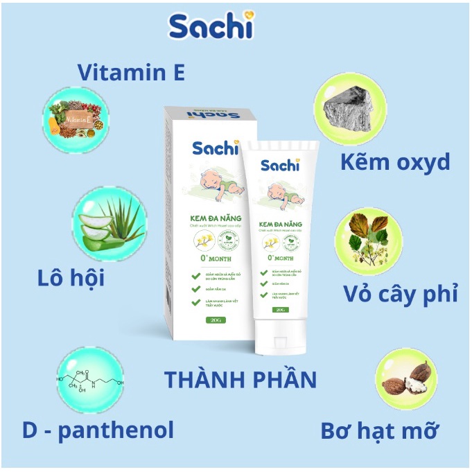 Kem đa năng Sachi cho trẻ từ 0m+ , an toàn dịu mát da cho bé giảm hăm da, rôm sảy, mẩn ngứa