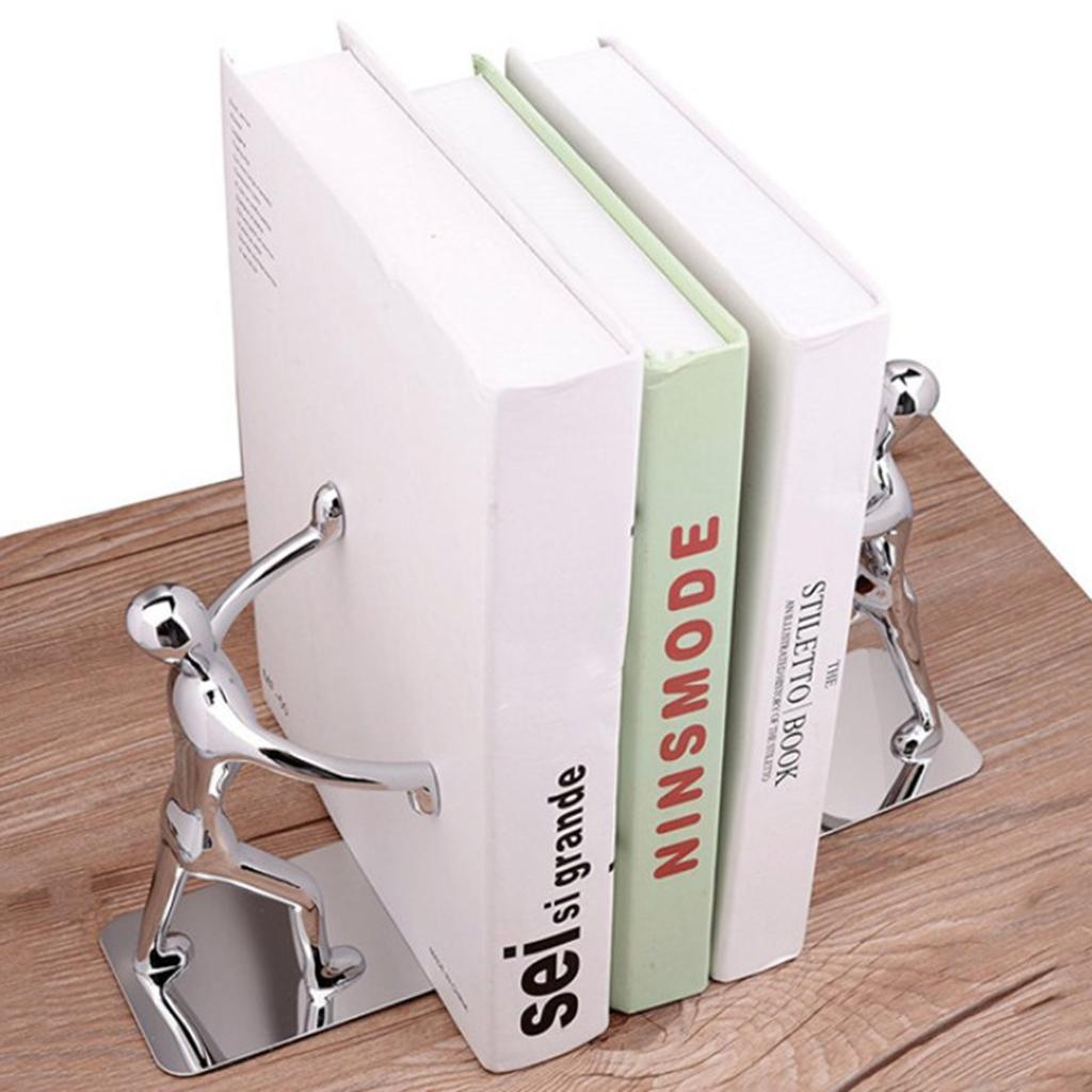 2pcs/set Decorative Kungfu Man Bookends Heavy Duty Metal Book Ends Book Stands Bookshelf