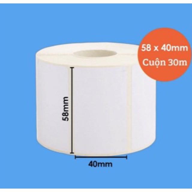 Giấy in mã vạch/ Decal in mã vạch 1 tem cảm nhiệt 58 x 40 mm x 30m - Giá xuất xưởng