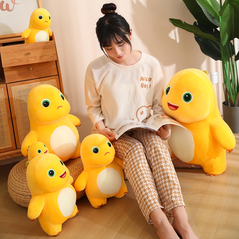 Gấu Bông Rồng Vàng Mặt Cảm Xúc, Rồng Sữa Dễ Thương Siêu Hot (20cm---60cm) Khủng Long Vàng Đầu Tròn Đáng Yêu Cute Vải Miniso Cao Cấp Mềm Mịn An Toàn Cho Bé