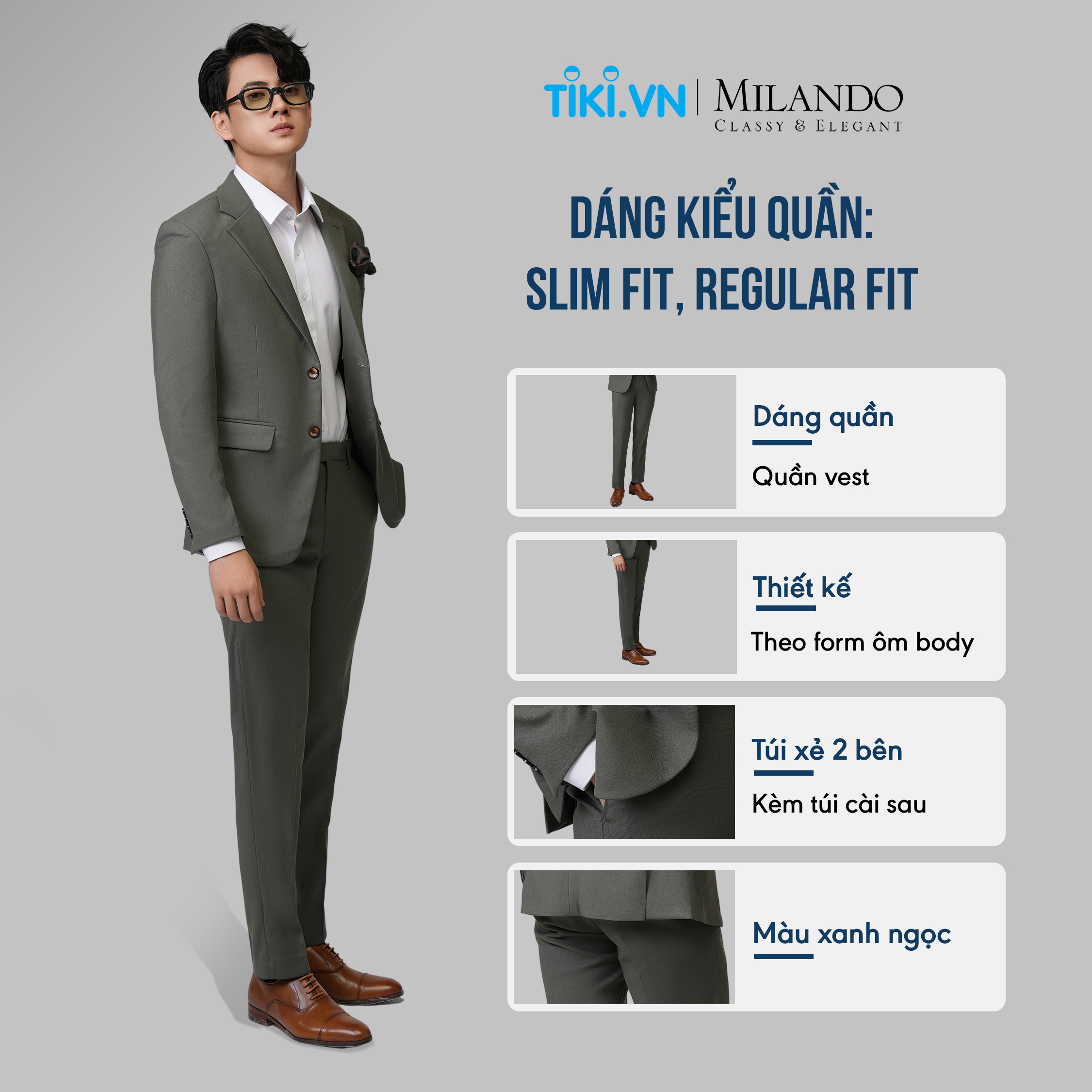 Quần Âu Nam Cao Cấp MYMILANDO Màu Xanh Ngọc - Chất Liệu Cao Cấp Bền Màu , Kiểu Dáng Slim Fit Trẻ Trung, Thời Trang Công Sở, Dạo Phố, Sự Kiện Sang Trọng