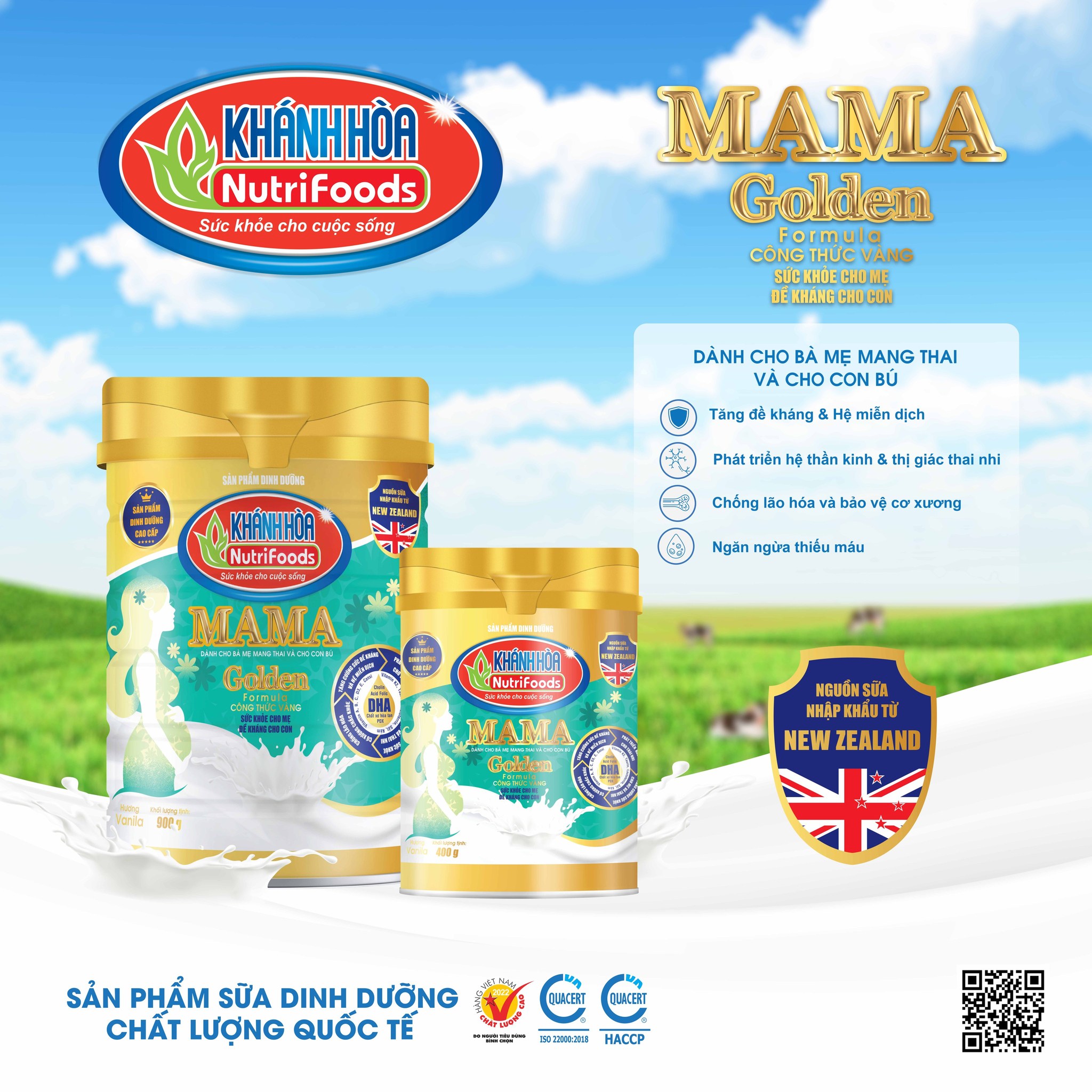 Sữa Bột Mama Golden Formula Dành Cho Mẹ Mang Thai & Cho Con Bú -  Khánh Hòa Nutrifoods- Hộp 400G/900G