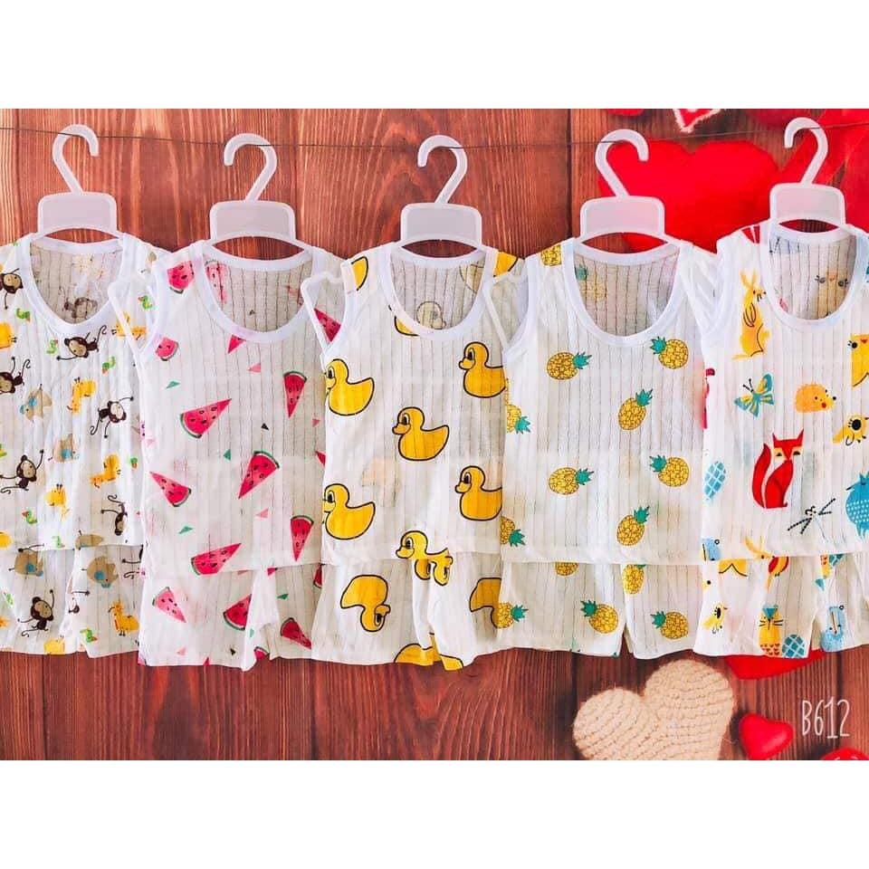 Bộ cotton giấy ba lỗ cho bé 3-15kg, hàng đẹp