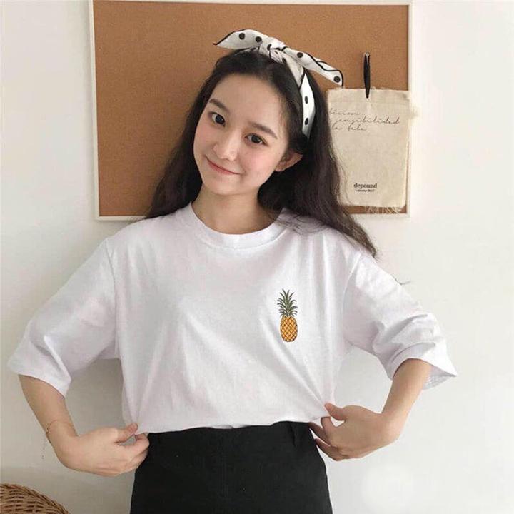 Áo Thun Nữ Tay Lỡ Unisex Logo Trái Thơm