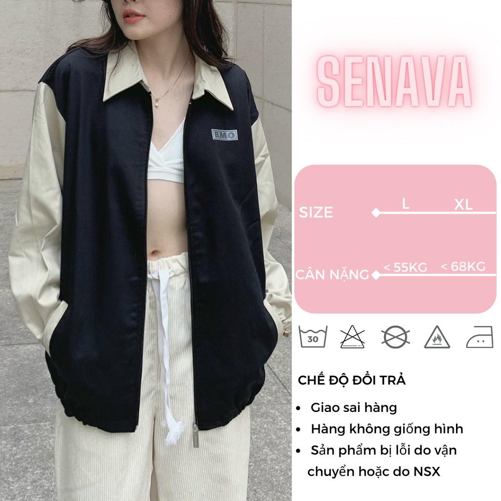 Áo Khoác Bomber KaKi BMO LAB Jacket Phối Tay Form Rộng Nam Nữ Dày Dặn Ulzzang Unisex SENAVA