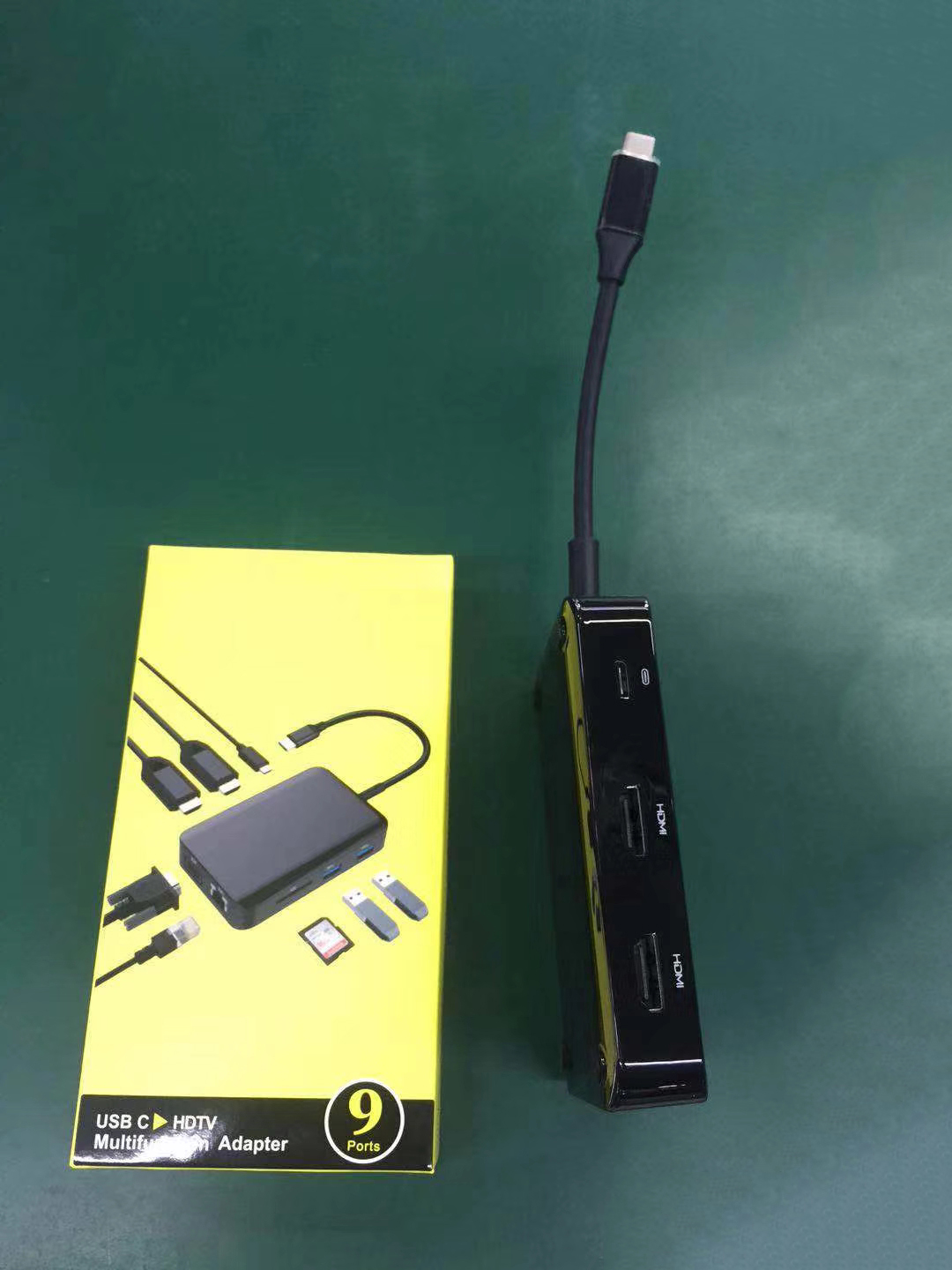 Hub chuyển đổi USB Type-C 9in1-1 - HDMI x 2, VGA x 1, LAN 1000Mbps x 1, PD