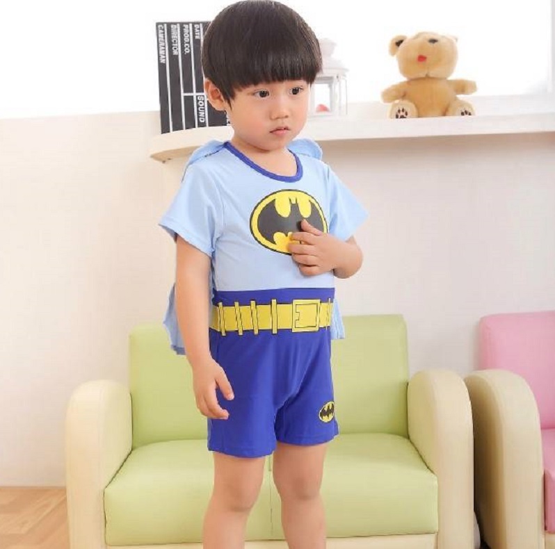 Bộ bơi liền thân kèm mũ kiểu siêu anh hùng Batman cho bé trai 2-8 tuổi