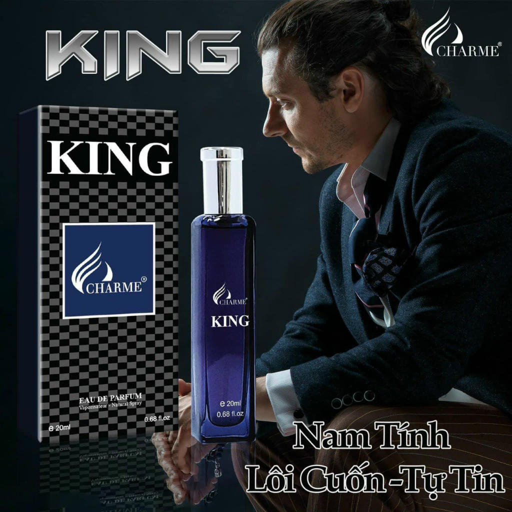 Nước hoa nam lưu hương lâu, Charme King, dòng nước hoa chính hãng, hương gỗ hương đầy lôi cuốn, 20ml