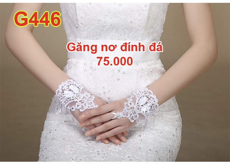 Găng tay cô dâu đẹp đính nơ xỏ ngón mẫu mới 2022 Giangpkc