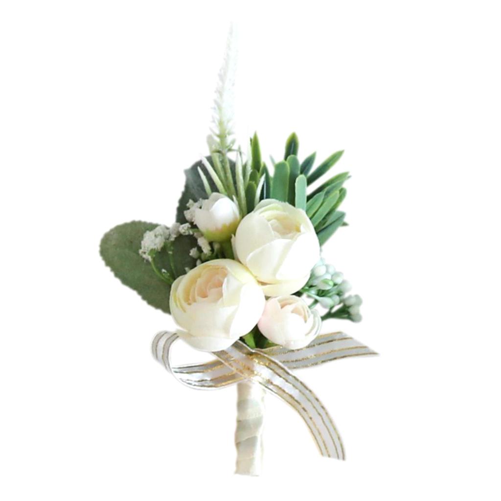 Artificial Flower Bud Boutonniere Wedding Party Groom /Best Man /Bride Maid