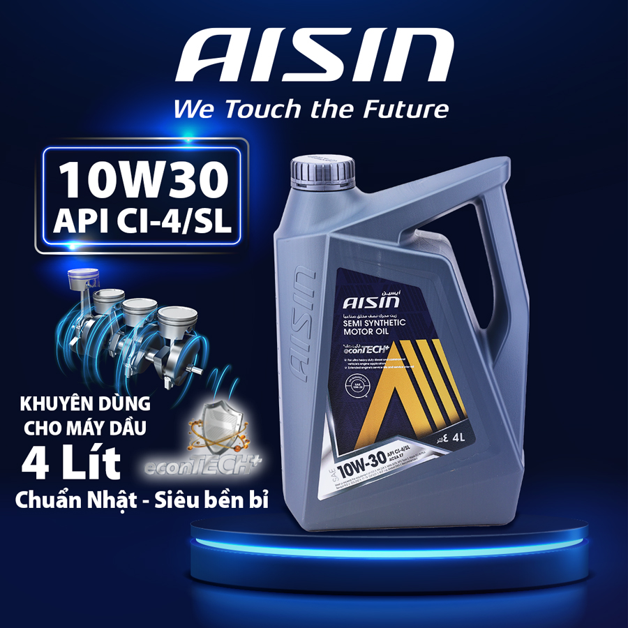 Dầu Nhớt Bán Tổng Hợp AISIN Econtech+ CI4/SL 10W30 4 Lít ECSI1034PB - Nhập Khẩu Chính Hãng
