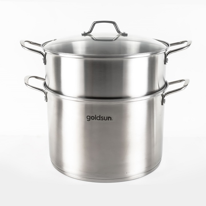 Nồi inox xửng hấp Gold.sun 3 đáy đường kính 30 cm cao cấp