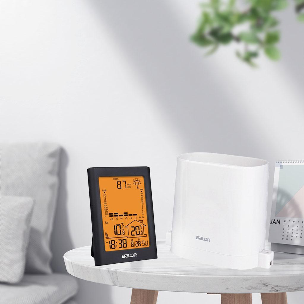 Rain Gauge Rainfall History Weather Station Gauge Rainfall for in/Outdoor Black