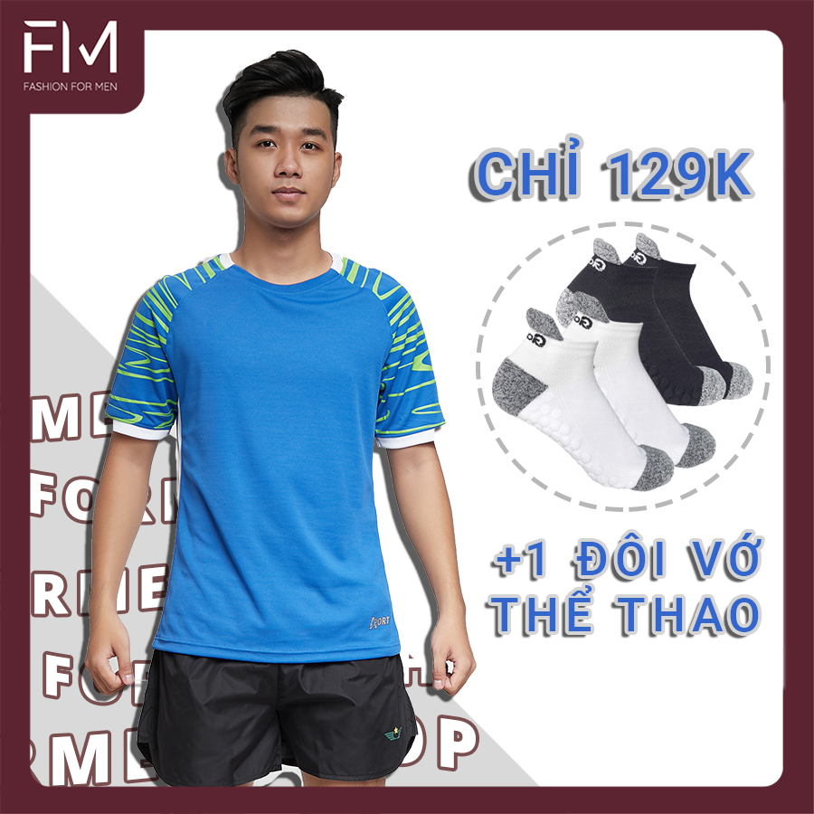 Combo áo thun thể thao nam và vớ thể thao đệm nút cao cấp, chất vải thoáng khí, thấm hút tốt - FORMEN SHOP - FMCBARD002