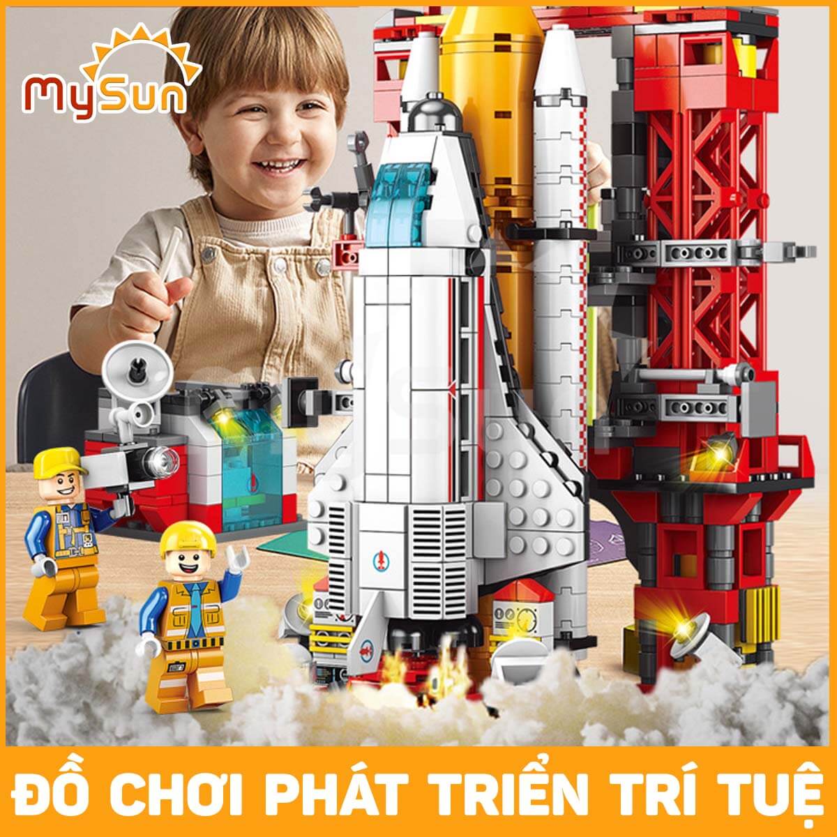 Bộ đồ chơi lắp ráp ghép mô hình tàu con thoi, tên lửa vũ trụ cho bé MySun