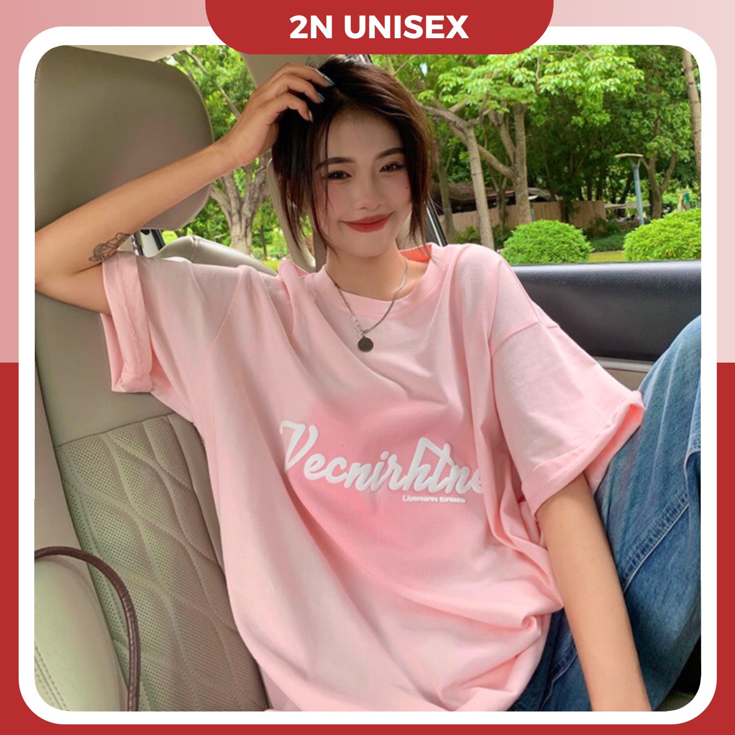 Hình ảnh Áo thun tay lỡ form rộng - phông nam nữ cotton oversize - T shirt hồng pastel a - 2N Unisex