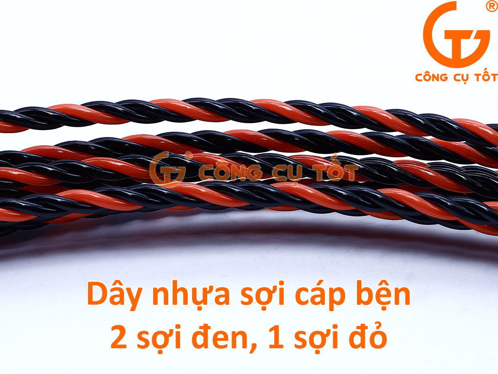 Dây mồi bện 3 lõi cáp Ø6mm cực khỏe vằn đỏ đen dài 5m