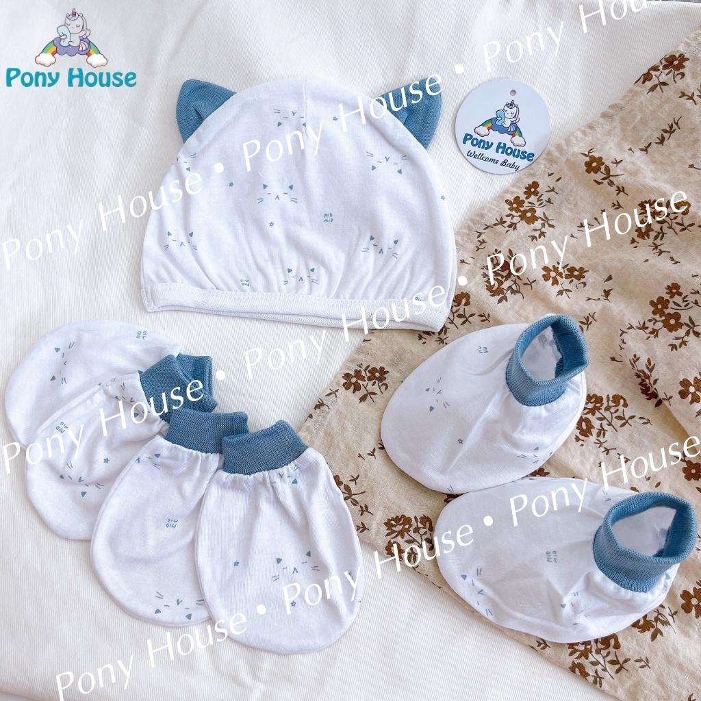 Set Bao Tay, Bao Chân, Mũ Miomio - Phụ Kiện Đầy Đủ Bao Tay, Bao Chân, Mũ Chất Cotton Mềm Mịn Cho Bé Trai, Bé Gái Sơ Sinh