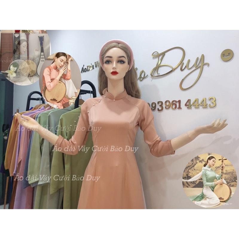 Áo dài truyền thống trơn lụa thiết kế nhiều màu thegioiaodaivaycuoi