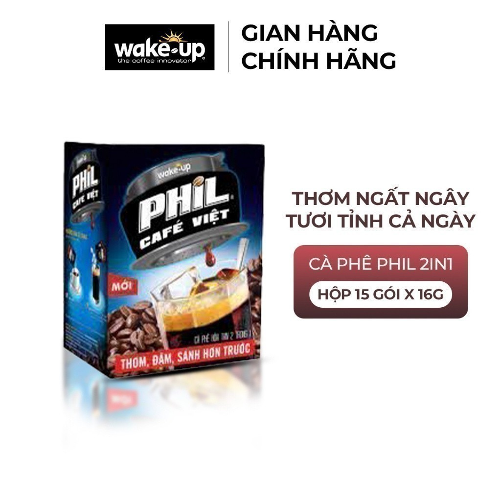 Cà phê hòa tan 2 trong 1 Phil café Việt - 15gói x 16g Hộp