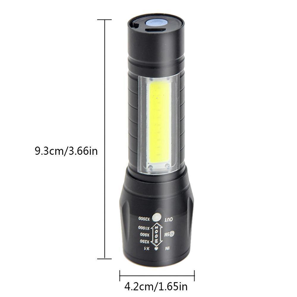 Đèn Pin Sạc Mini Siêu Sáng Có Zoom XPE+COB Light
