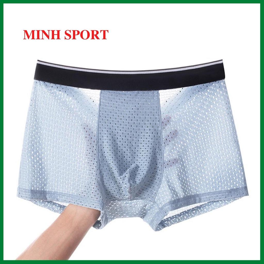 Quần lót nam boxer, quần sịp đùi băng lụa sợi tre, lưới trong suốt thoải mái và thoáng khí