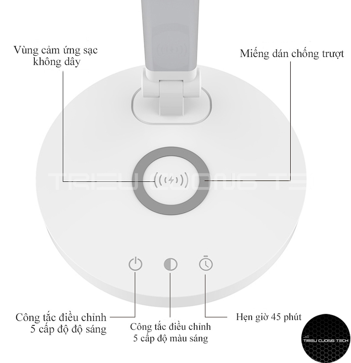 Đèn Led Bàn Đọc Sách Làm Việc Chống Cận - Cảm Ứng - Hỗ Trợ Sạc Không Dây - Điều Chỉnh Vùng Ánh Sáng Cho Sinh Viên - Học Sinh - Văn Phòng - Hàng Chính Hãng
