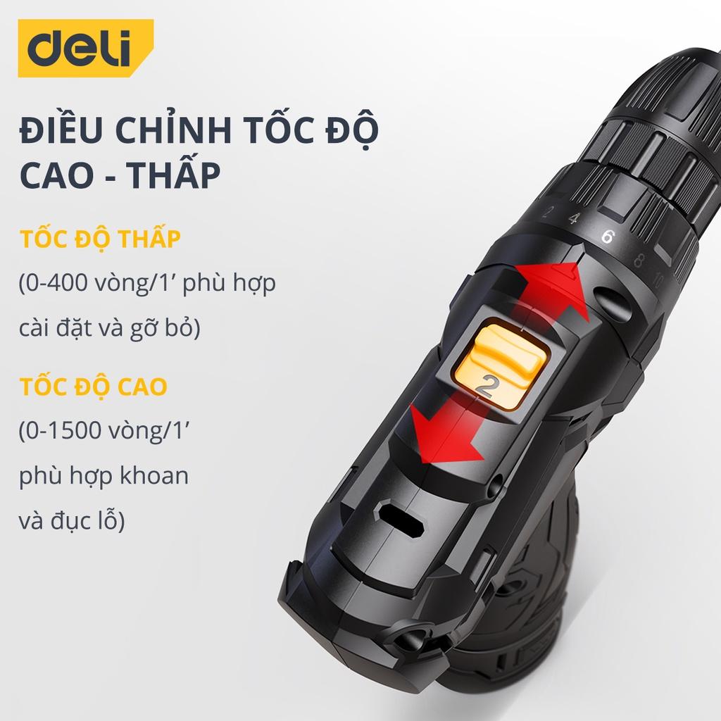 Máy Khoan Deli Chính Hãng Pin 12V Bắt Vít - Nhỏ Gọn, Tiện Dụng - Dùng Cho Sửa Chữa Vật Dụng - DL600012