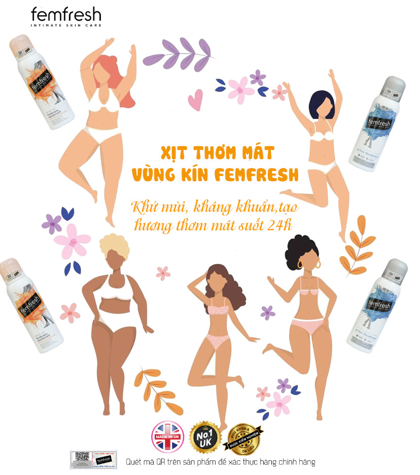 Xịt thơm mát vùng kín cao cấp Femfresh 125ml TẶNG 3 mặt nạ Sexylook (Nhập khẩu