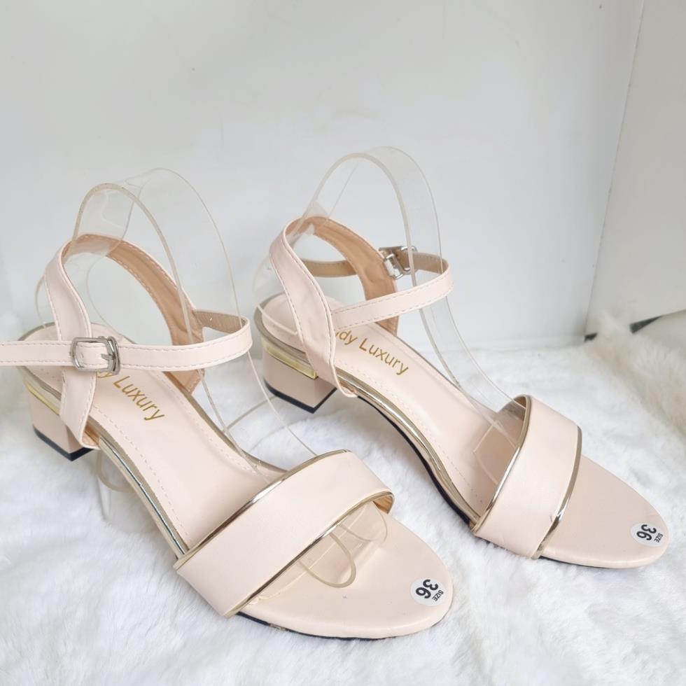 Giày Sandal Cao Gót Quai Hậu Nữ 3 Phân Chất Liệu Da - MS 092