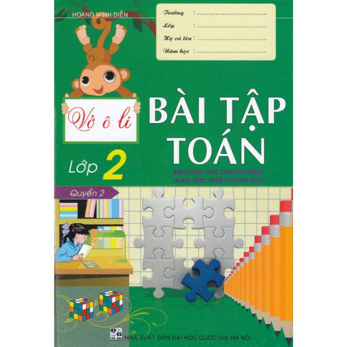 Sách - Combo Vở Ô Li Bài Tập Toán Lớp 2 Quyển 1+Quyển 2 - HA