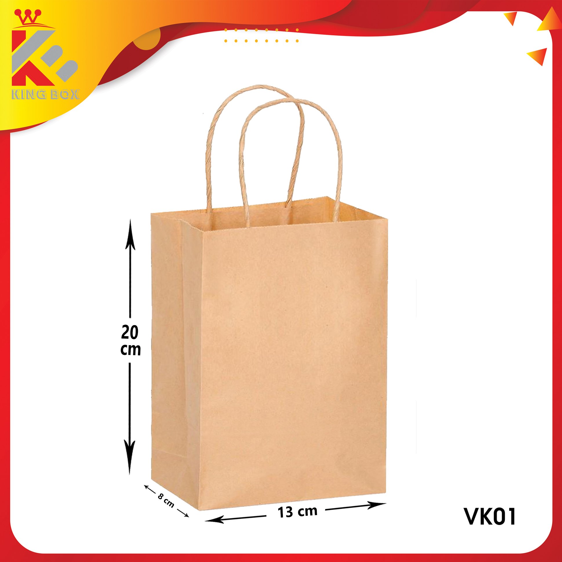Túi giấy KRAFT có quai loại dày 120GSM nhiều kích cỡ KINGBOX