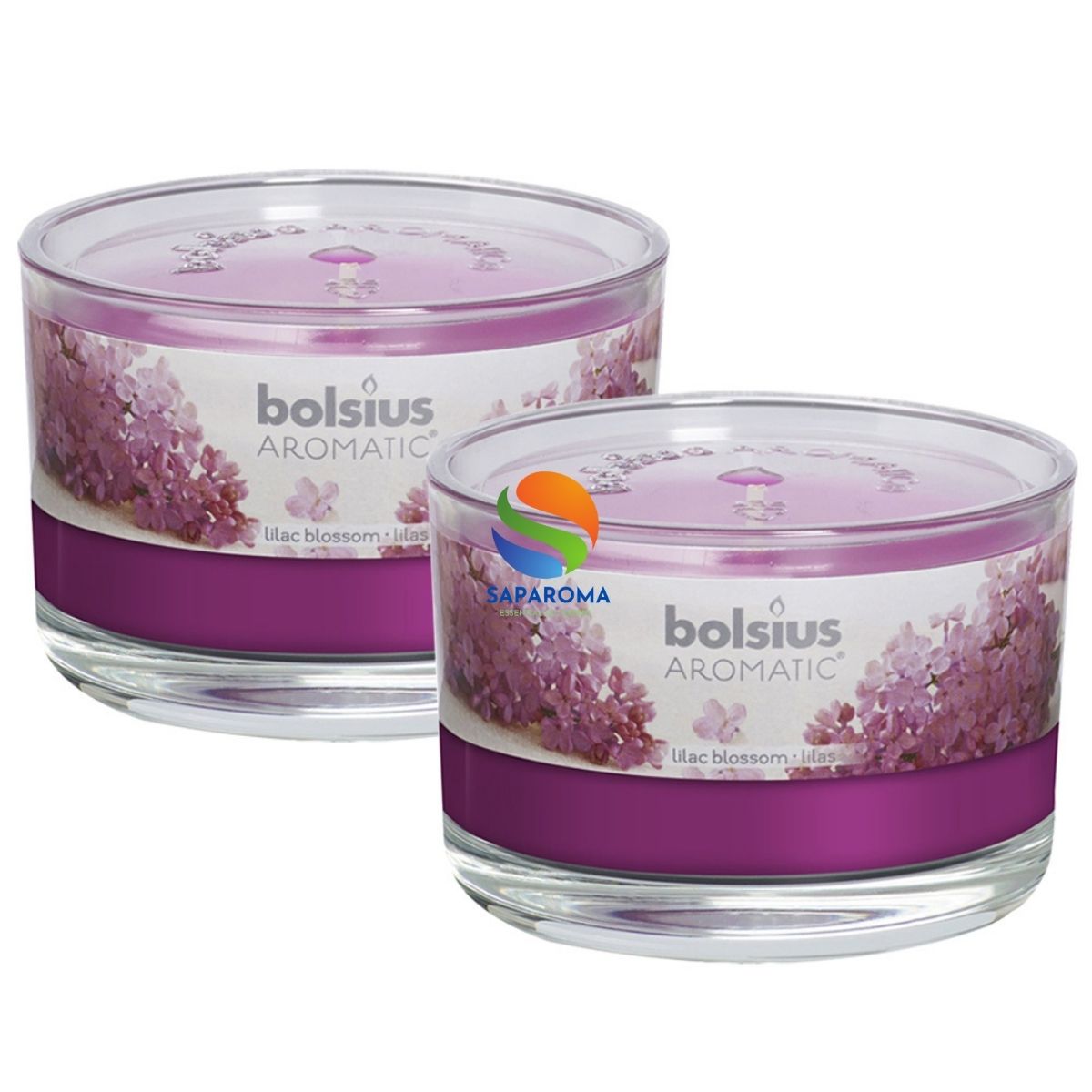 Combo 2 ly nến thơm tinh dầu Bolsius Lilac Blossom 155g - hoa tử đinh hương, nến trang trí, thơm phòng, thư giãn, Hỗ trợ khử mùi