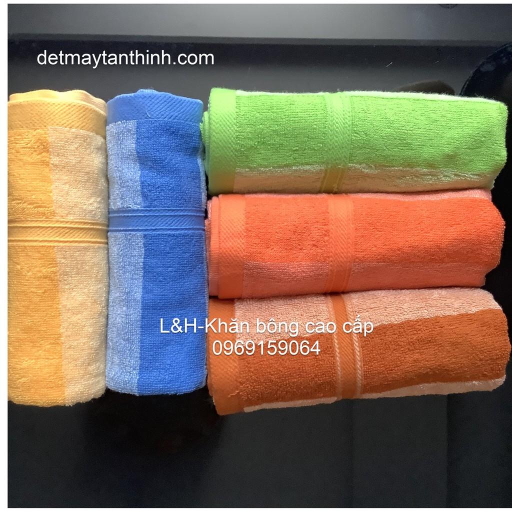 Khăn lau đầu, lau tóc cotton 34*80cm-120gr - kẻ mờ Tân Thịnh