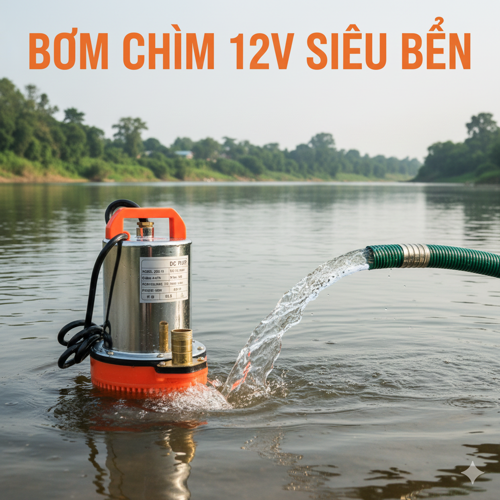 Bơm Chìm 12V Chạy Ắc Quy – Bơm Tõm Lõi Đồng Loại Tốt, Bơm Tưới Vườn, Siêu Bền