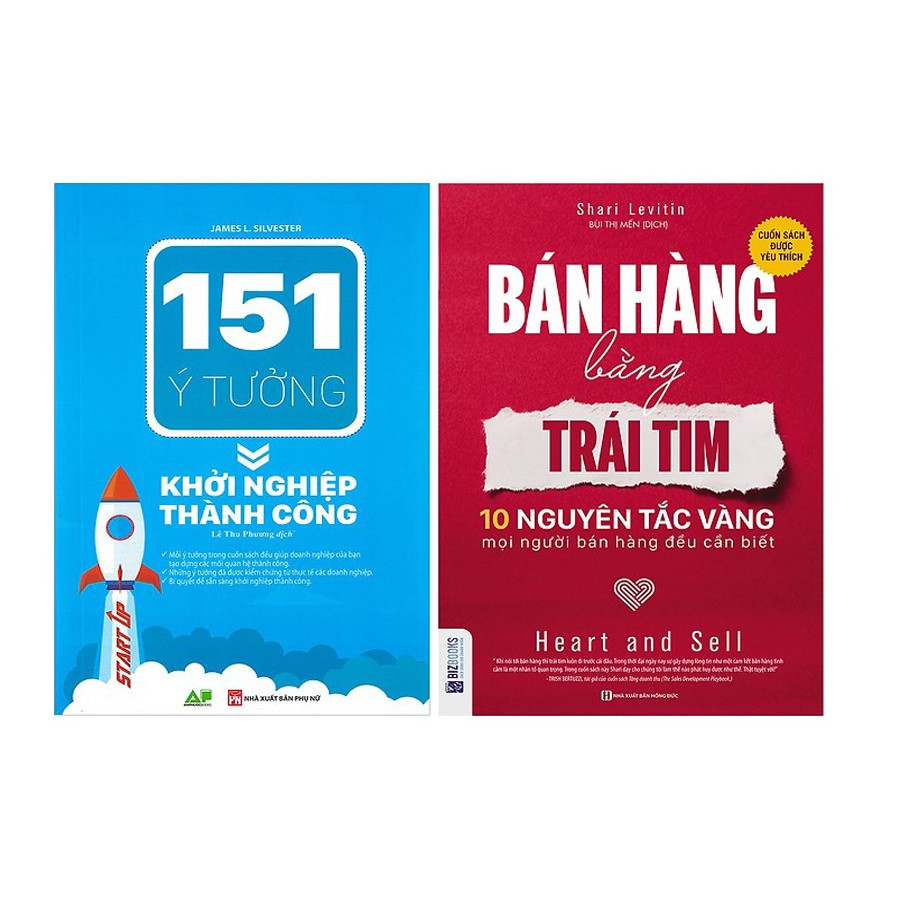 Combo Bán Hàng Bằng Trái Tim Và 151 Ý Tưởng Khởi Nghiệp Thành Công Tặng Sổ Tay Ý Tưởng và Bookmark Hiệu Sách Mùa hạ