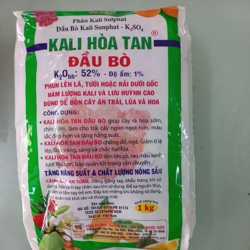 Phân Đầu Bò Kali Sunphat Kali Hoà Tan 1kg