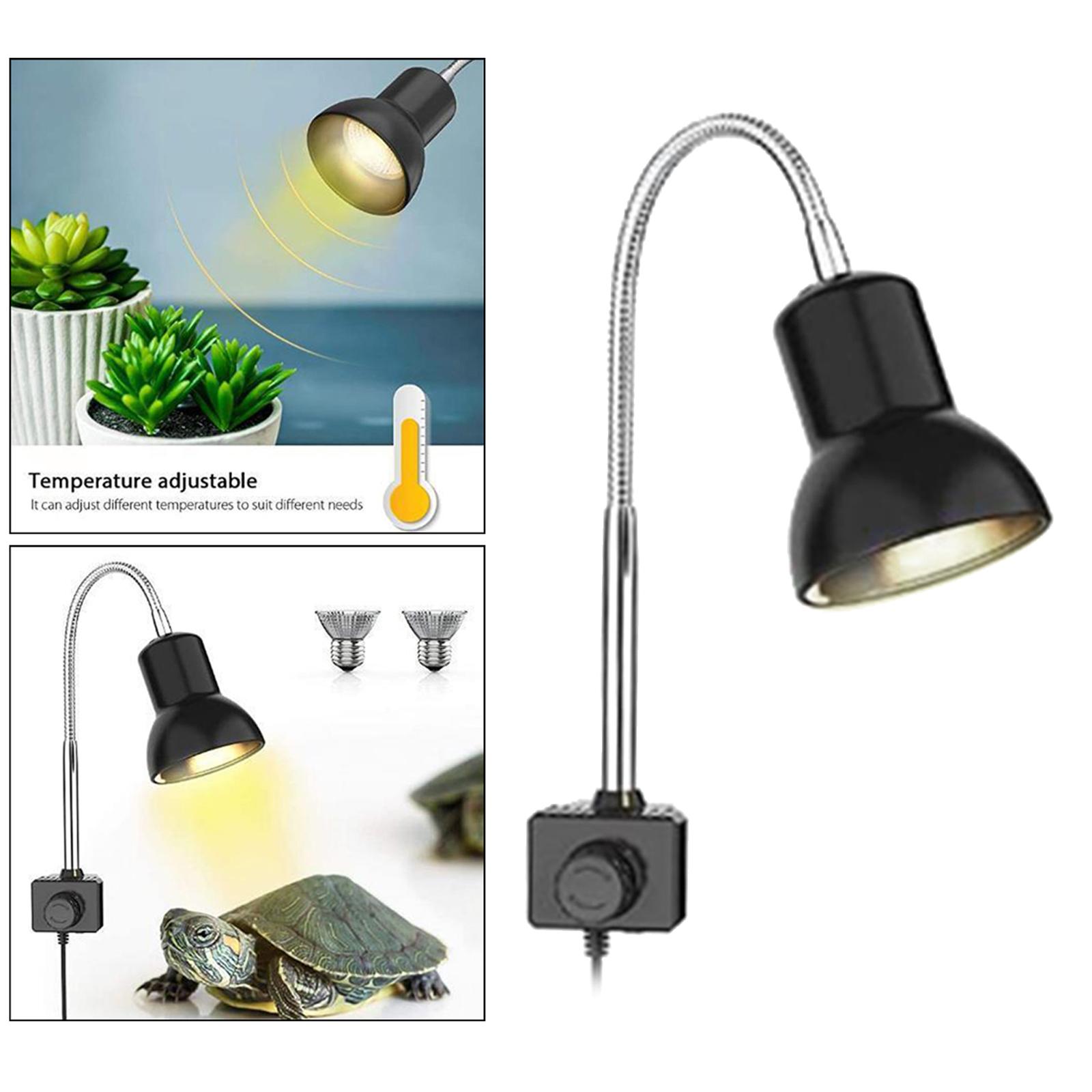 Reptile Lamp Fixture Holder Clamp with 25W UVA + UVB Sun Lamp Sunbathe Heat Bulb, Adjustable Stand & Socket, for Pet Habitat Heat Light Bulbs