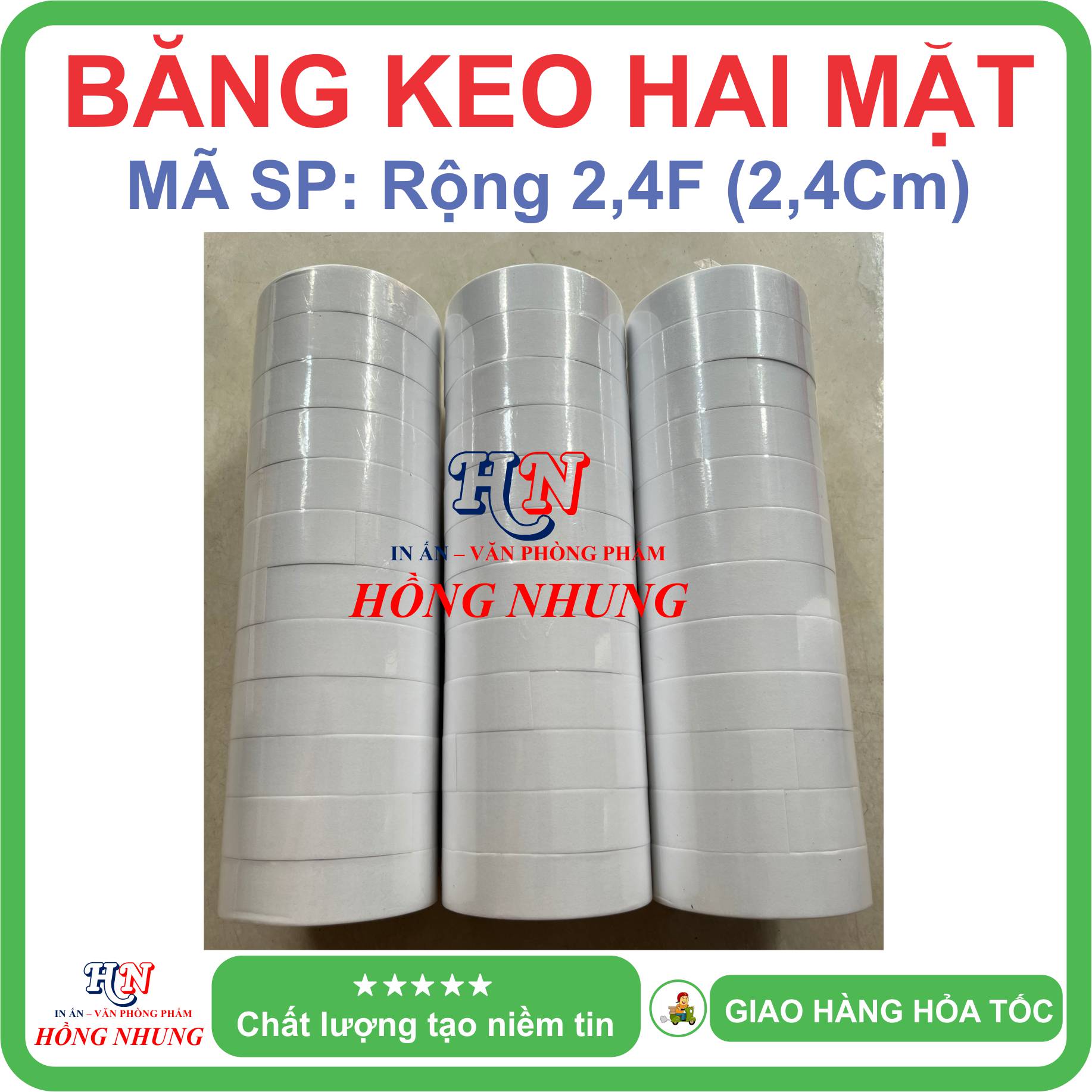 COMBO 24 Cuộn Băng Keo Hai Mặt, Bản Rộng 1,2cm. Siêu dính, chịu nhiệt, Băng keo 2 mặt