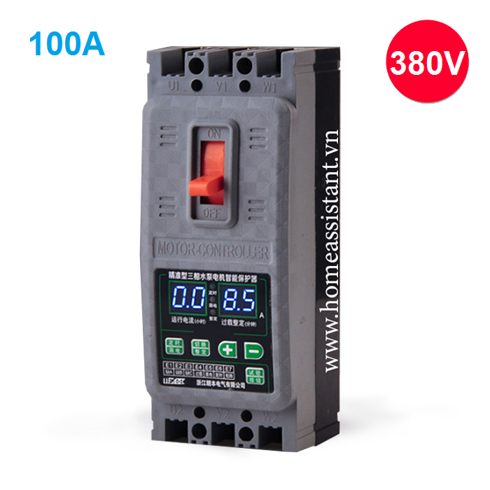 Aptomat Bảo Vệ Mất Pha Chống Giật Quá Tải Động Cơ Máy Bơm 3 Pha 380V 100A MP-100A