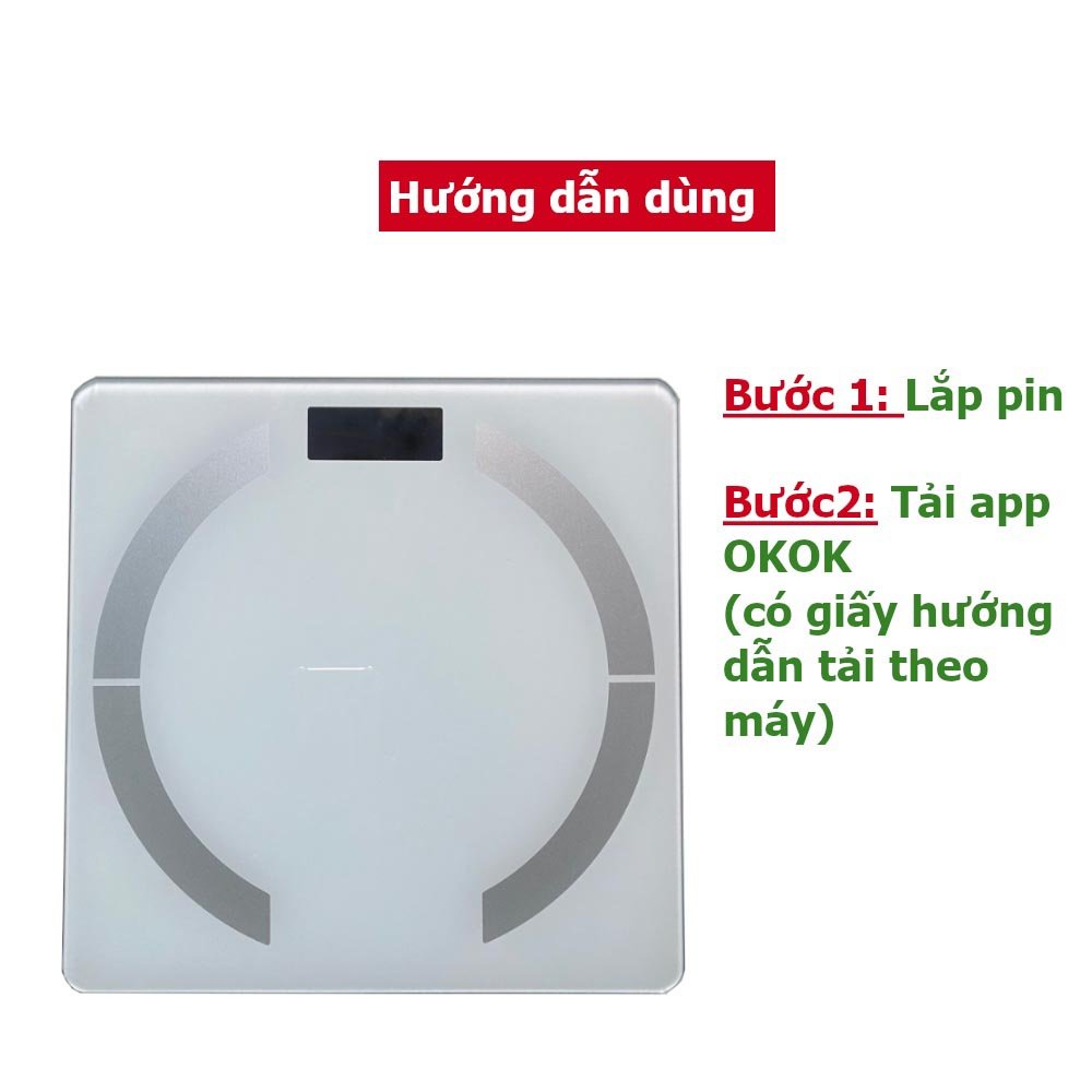 Cân điện tử - Cân sức khỏe thông minh cao cấp kết nối Bluetooth -  Phân tích mỡ và chỉ số cơ thể