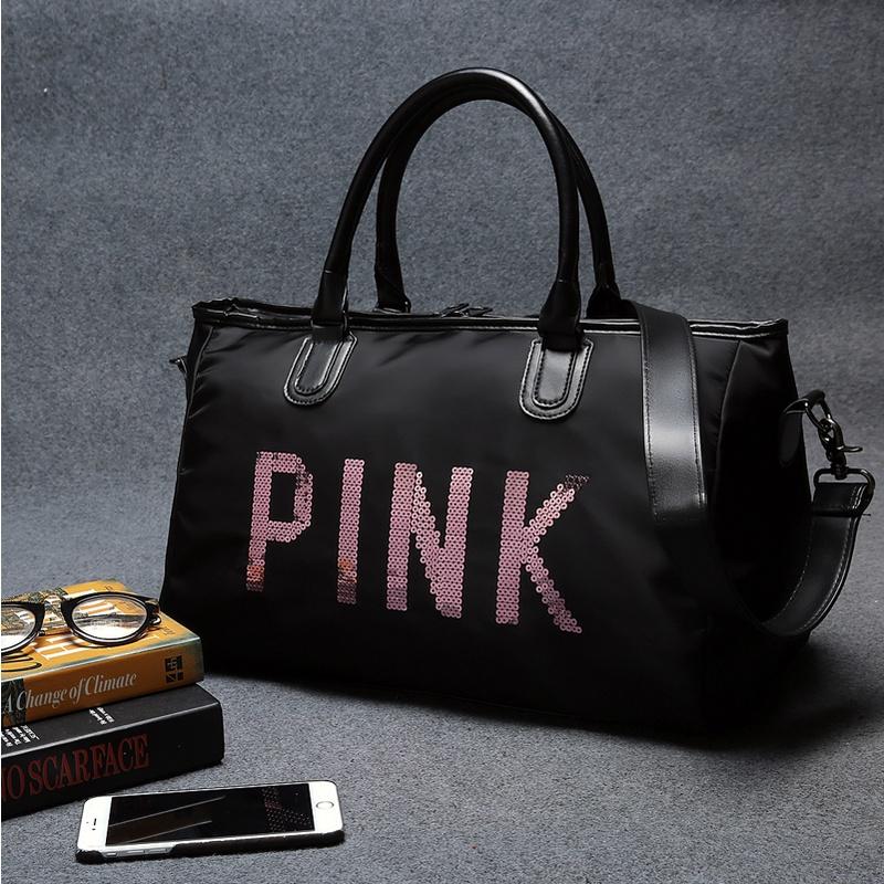 Túi du lịch pink cao cấp 2 màu hồng đen