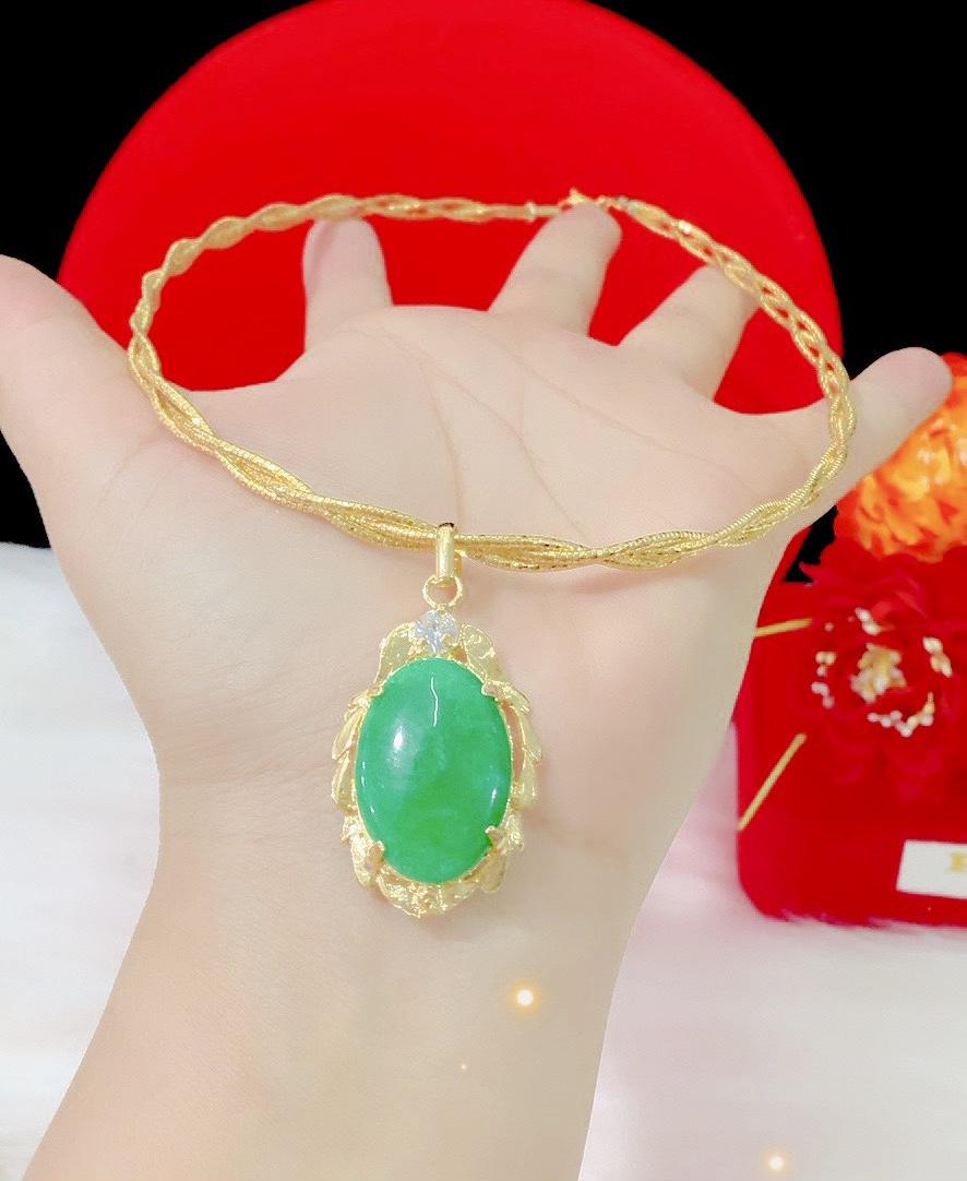 Kiềng cổ mặt cẩm thạch mạ 18k cao cấp