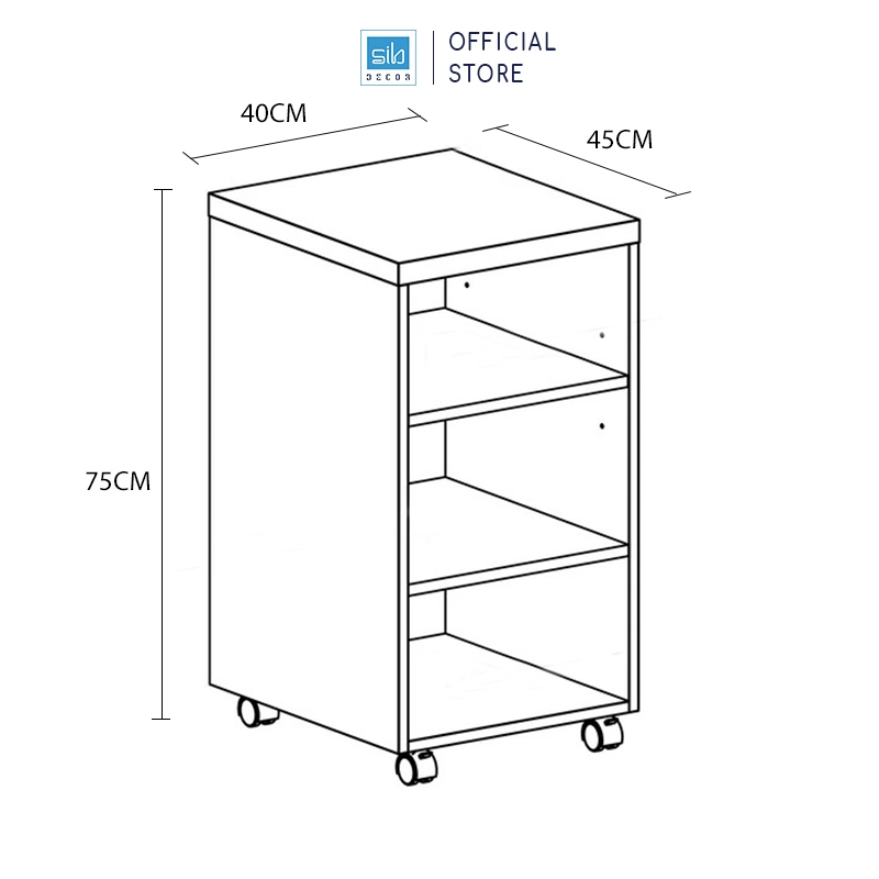 Tủ Hồ Sơ Có Bánh Xe Đi Động, Các Ngăn Kệ Điều Chỉnh Cao Thấp Thương Hiệu SIB Decor