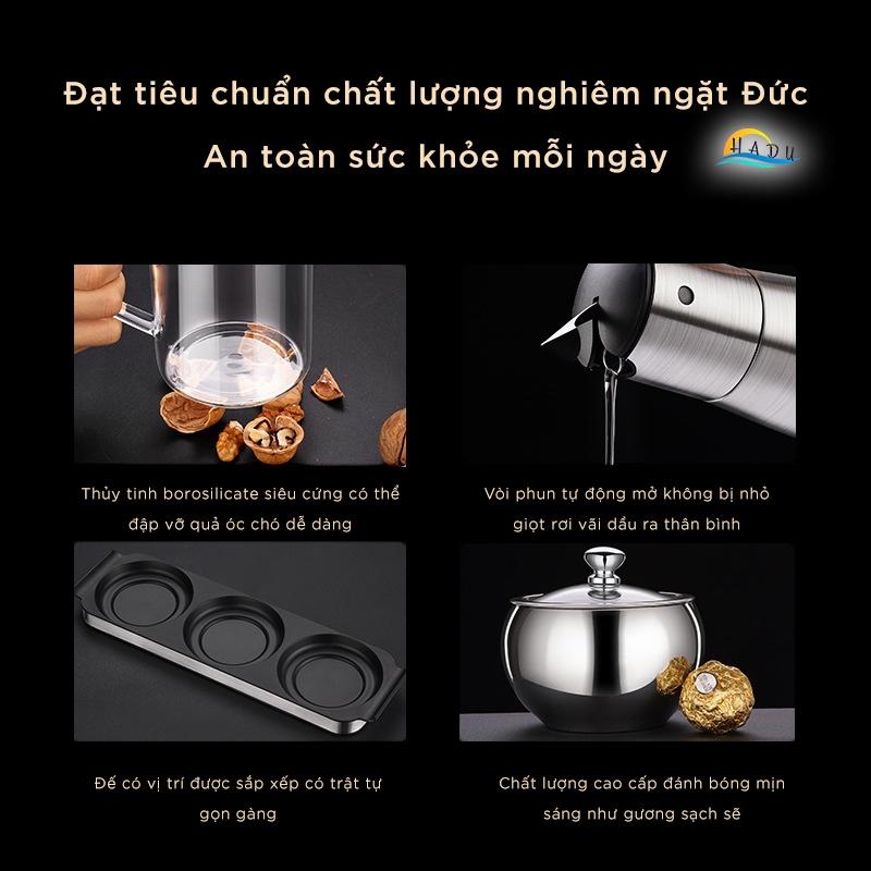 Bộ Đựng Gia Vị Nhà Bếp Thủy Tinh Cao Cấp Kèm Thìa Đạt Chất Lượng Đức HADU