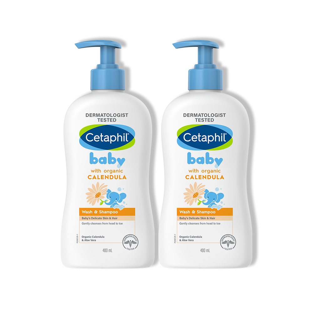 Combo 2 Sữa tắm gội dịu lành cho bé Cetaphil Baby Wash & Shampoo with Organic Calendula 400ml/chai