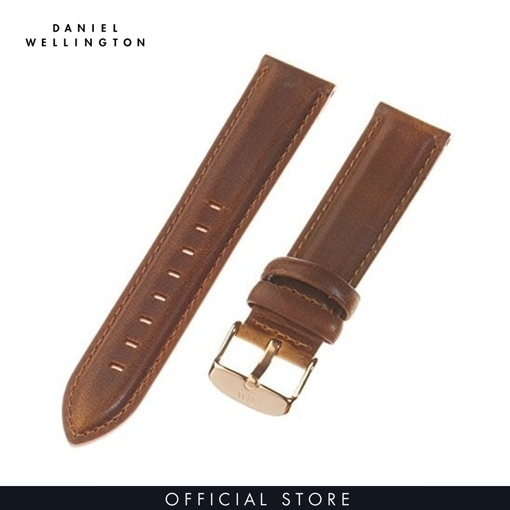 Dây da đồng hồ Daniel Wellington 17mm khóa màu vàng hồng - Cho đồng hồ Dapper 34mm - DW00200129