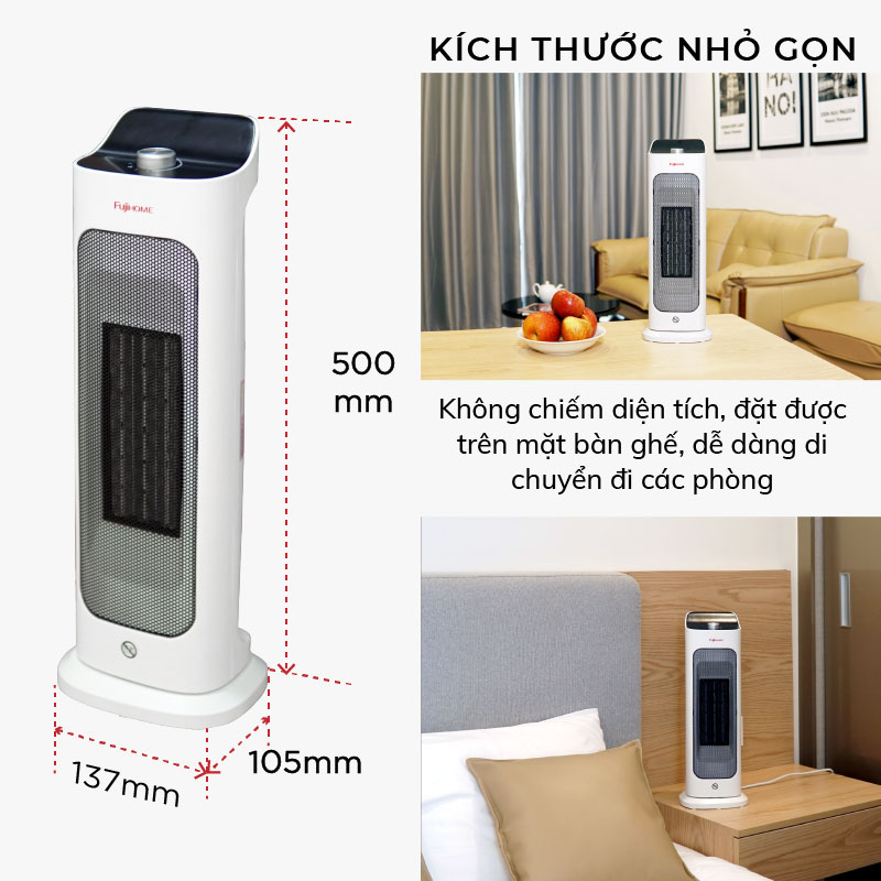 Máy sưởi gốm Nhật Bản FH1000 không khô da Fujihome, máy sưởi ấm điện không đốt oxy tiết kiệm điện tự ngắt không dầu - Hàng Nhập Khẩu