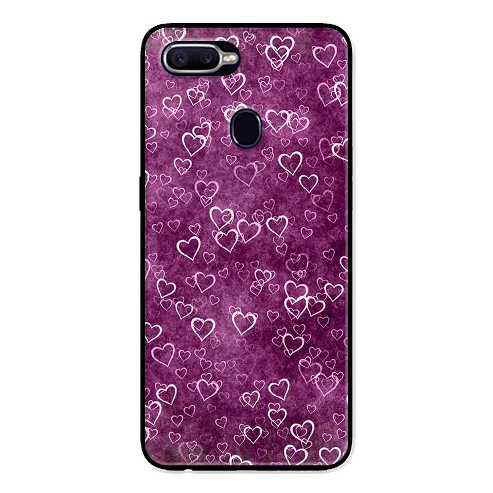 Ốp Lưng in cho Oppo A5s Mẫu Nhiều Tim Nền Tím - Hàng Chính Hãng
