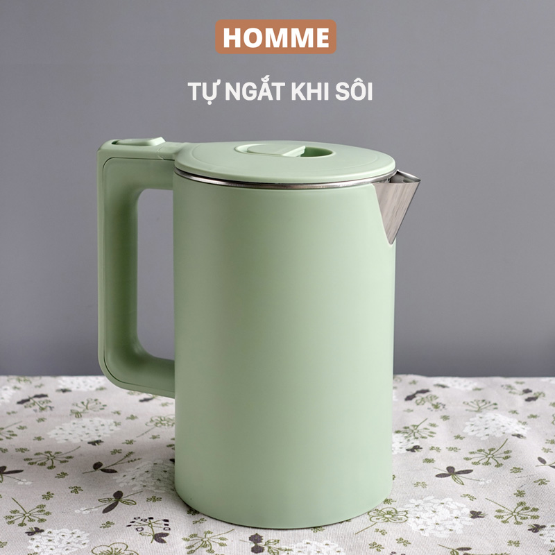 Bình đun nước siêu tốc 1.8 lít, 1500W ấm đun nước inox cách nhiệt 2 lớp